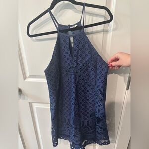 Alya Navy Lace Halter Dress